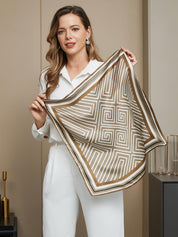 Pure Silk Geometric Pattern Square Scarf 53x53cm