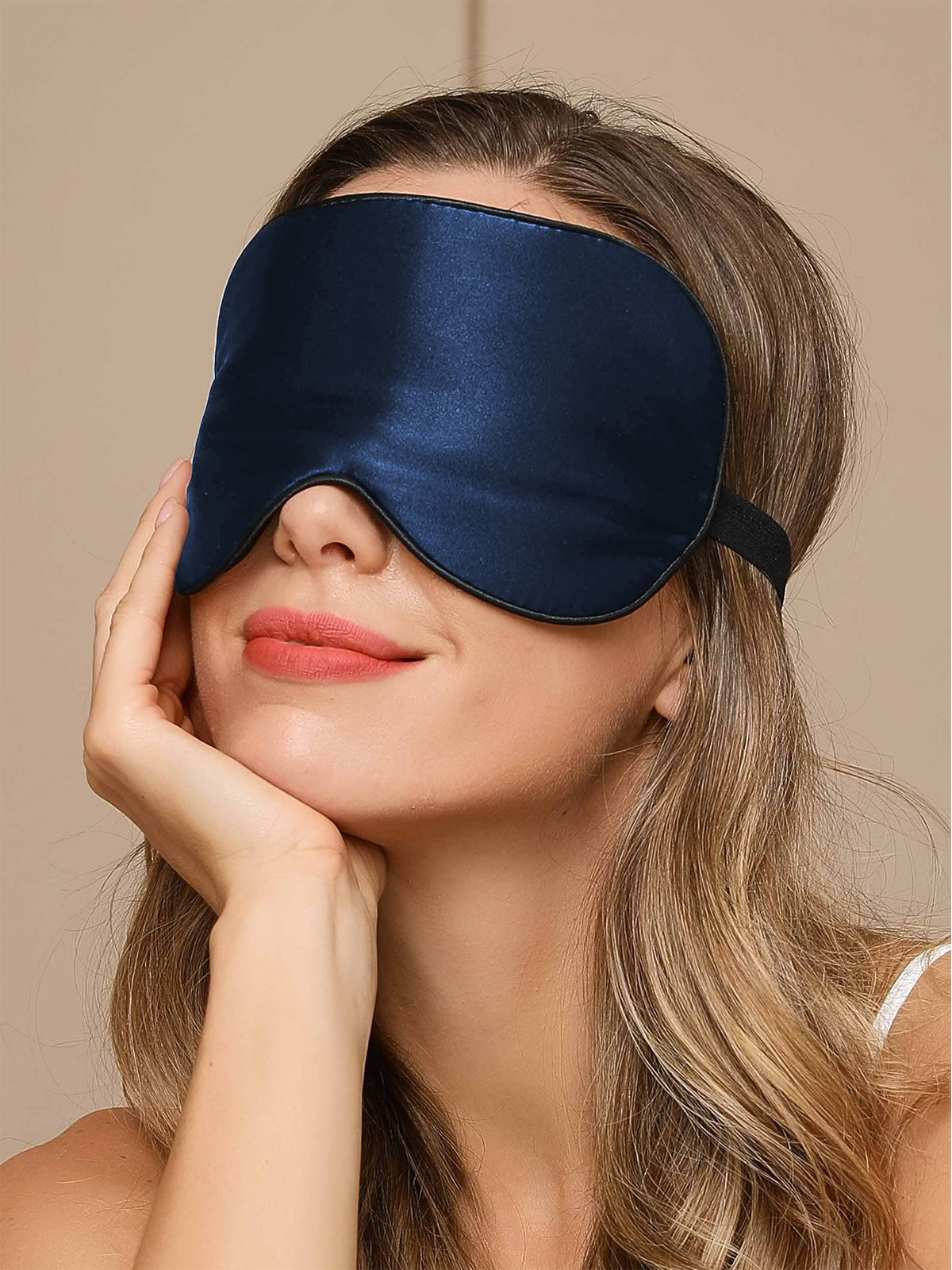 SilkSilky US 19Momme Pure Silk Eye Mask DarkBlue 001