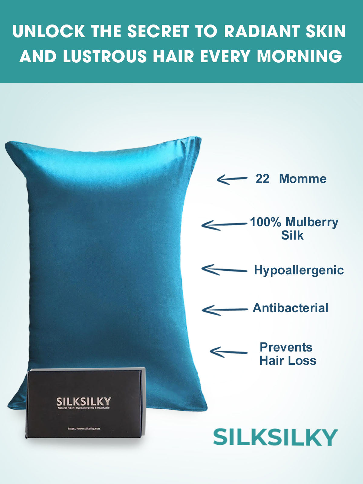 22Momme 100% Pure Silk Pillowcase - Hidden Zipper