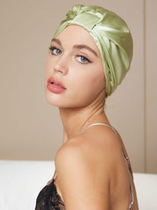 SilkSilky US Pure Silk Sleep Cap LightGreen 001