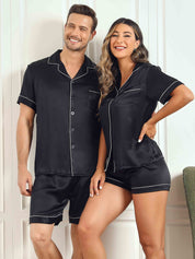 SilkSilky US Pure Silk Short Sleeve Couple DarkBlue 006