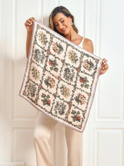 Pure Silk Floral Pattern Square Scarf 68x68cm/26.8