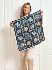 Pure Silk Floral Pattern Square Scarf 68x68cm/26.8