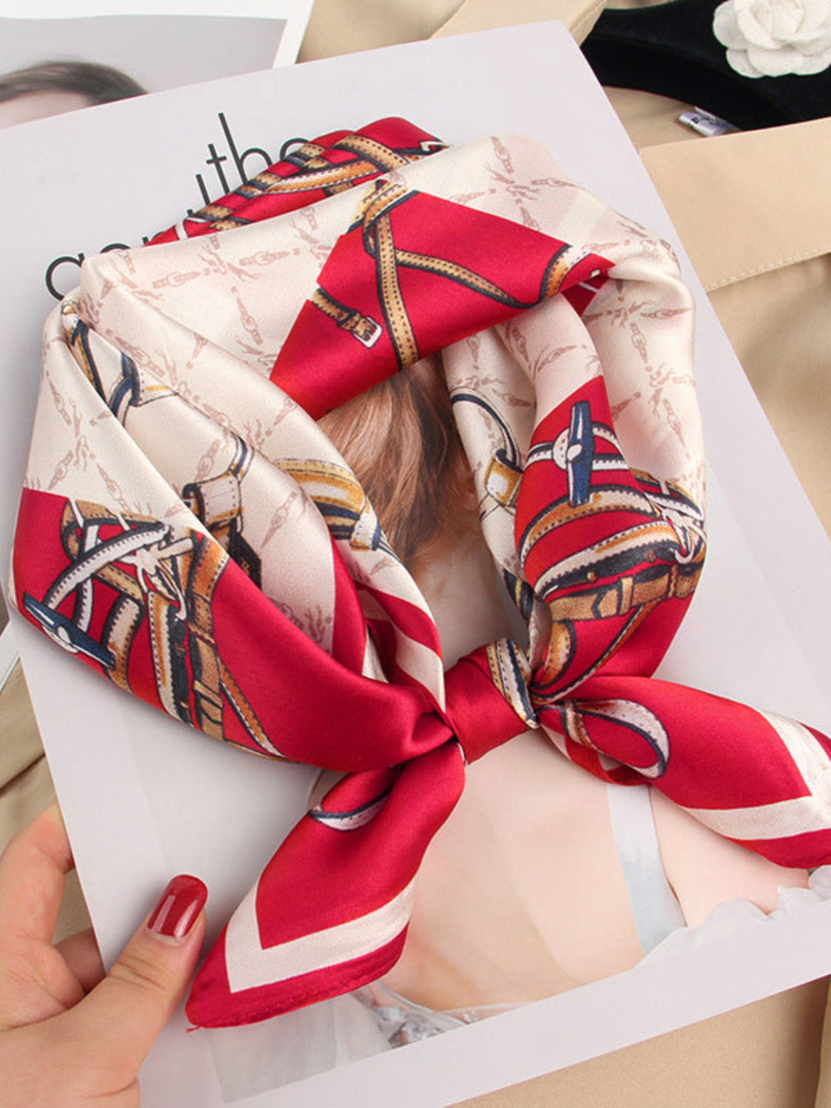 SilkSilky US Pure Silk Scarf Red 001