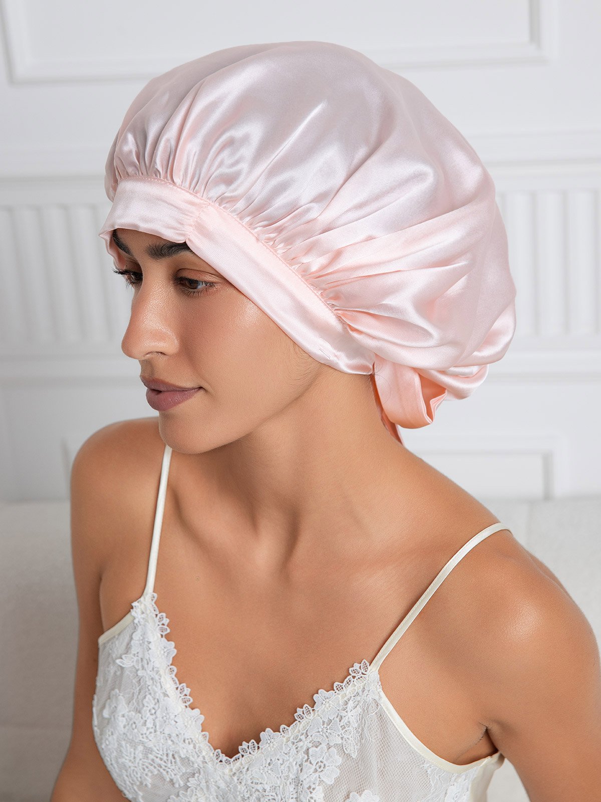 Pure silk Elegant Sleep Cap with Long Ribbons