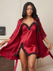 Silk 2-Piece Robe with Nighgown Set