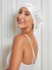 SilkSilky US Pure Silk Sleep Cap White 001