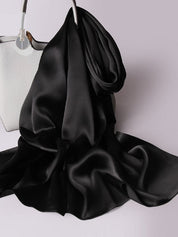 SilkSilky US Pure Silk Scarf Black 001