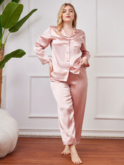 Plus Size Pure Silk Button-Up Women’s Pajamas