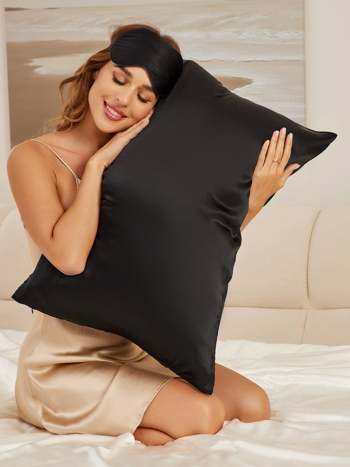 SilkSilky US 22Momme Pure Silk Pillowcase Set Black 001