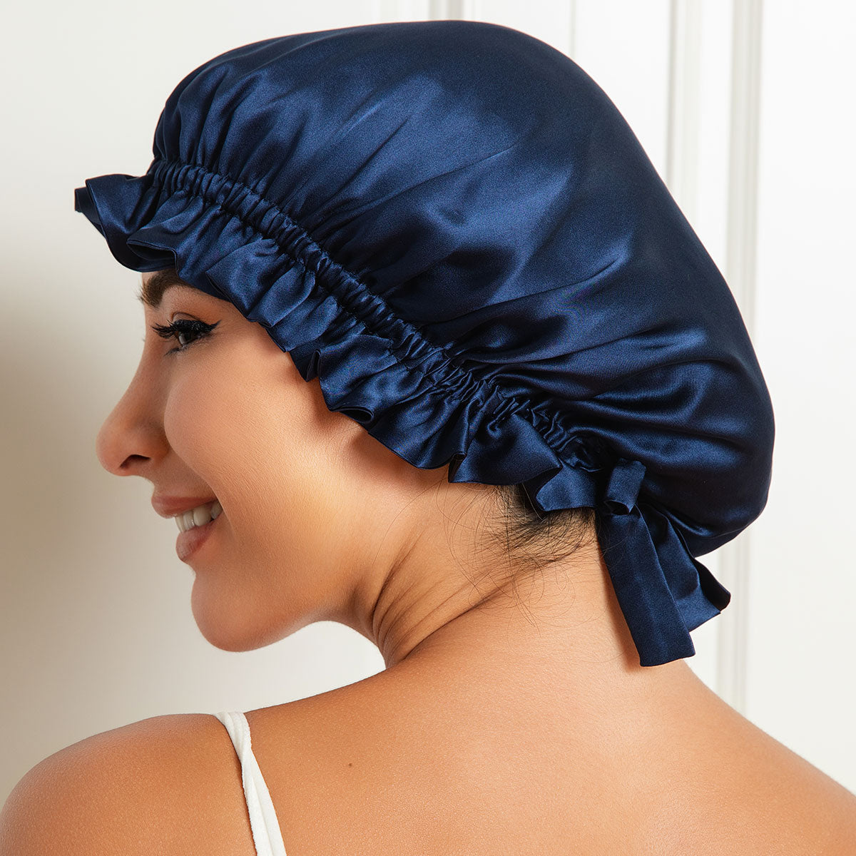 SilkSilky  Pure Silk Sleep Cap DarkBlue 001