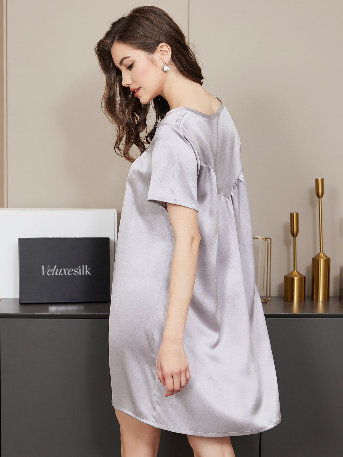 Pure Silk Solid Color Nightgown