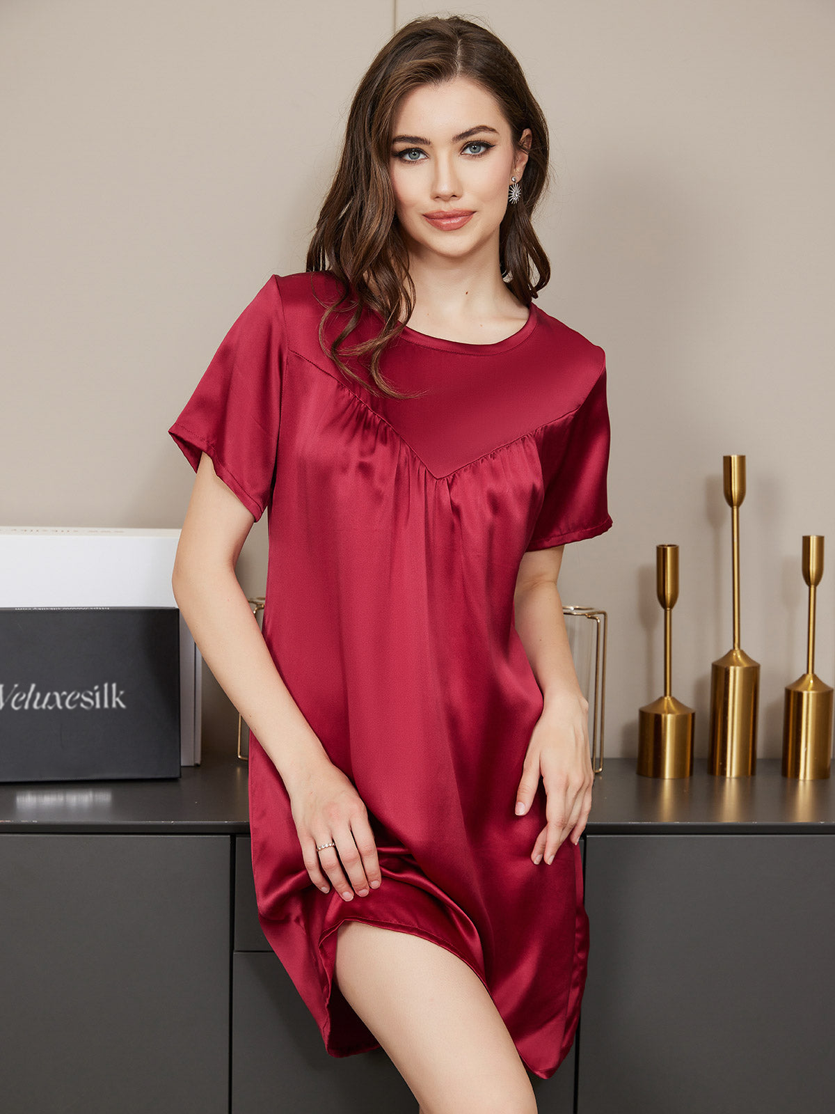 Pure Silk Solid Color Nightgown