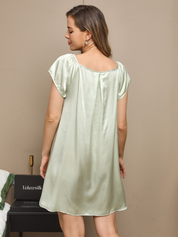 Pure Silk Solid Color Cute Nightgown