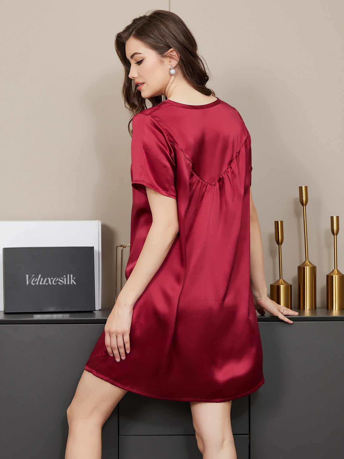 Pure Silk Solid Color Nightgown