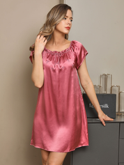 Pure Silk Solid Color Cute Nightgown