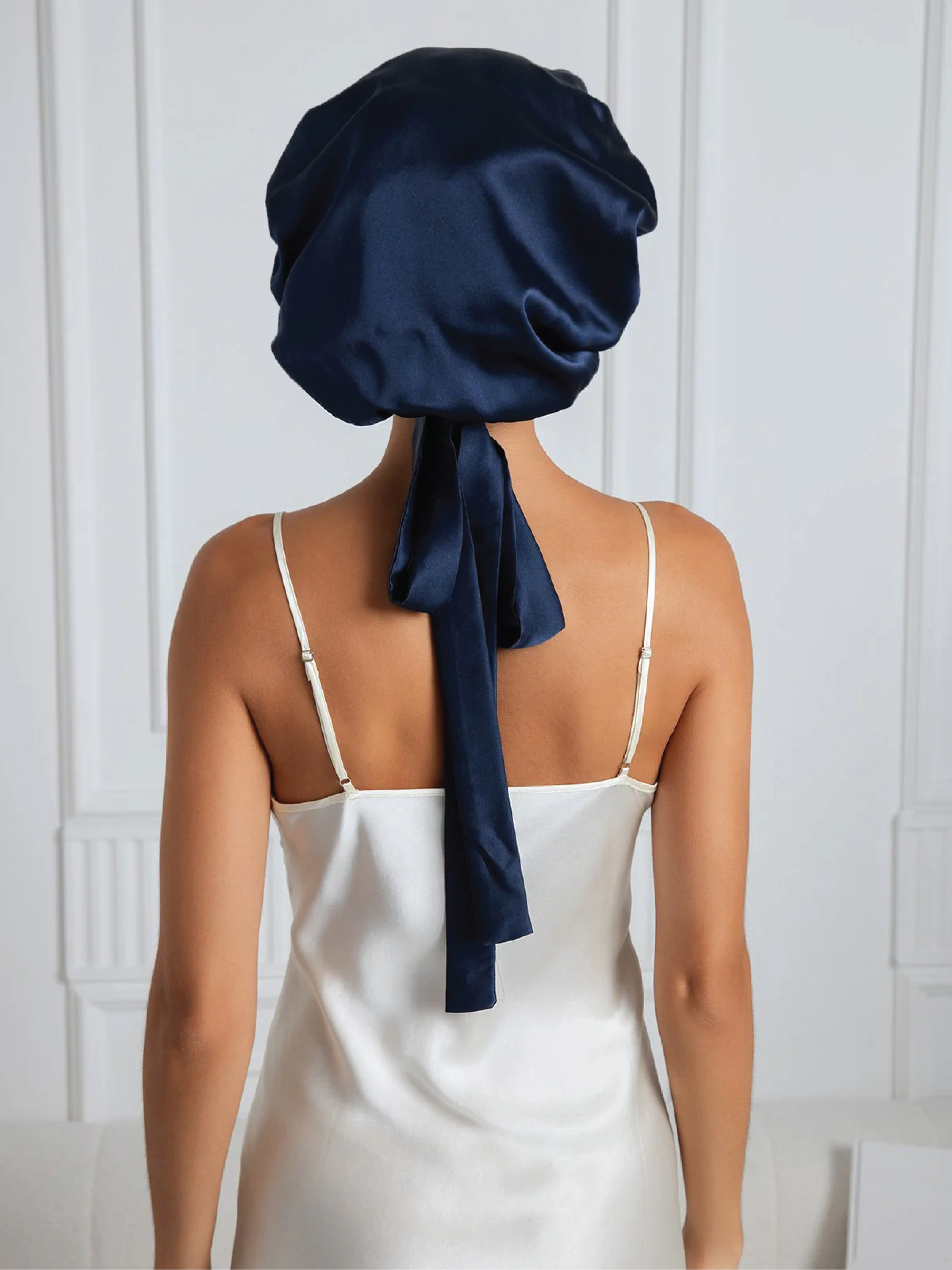 Pure silk Elegant Sleep Cap with Long Ribbons