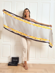 Pure Silk Printed Rectangular Long Shawl Scarf 170x53cm