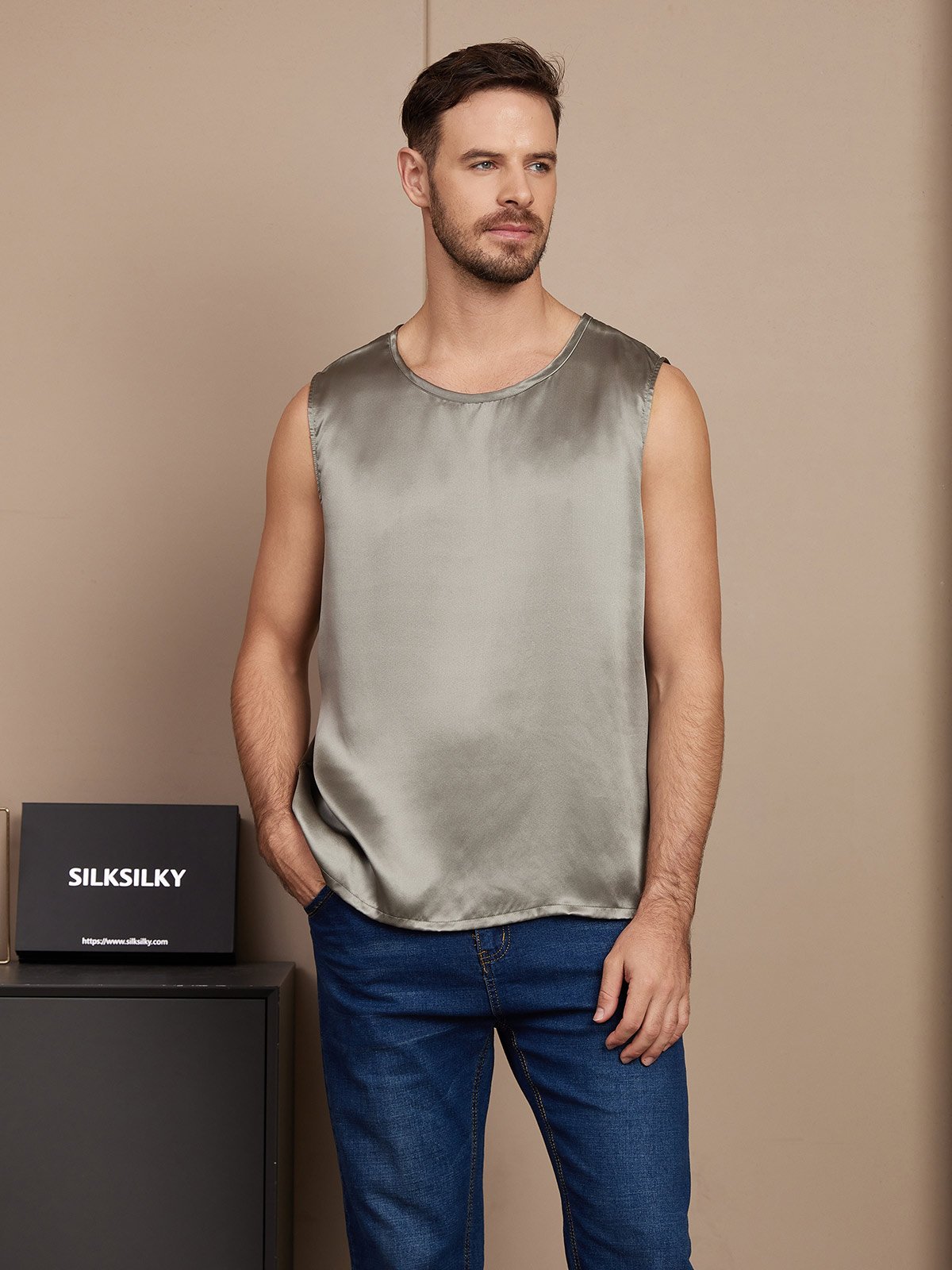 Pure Silk Casual Men's Tank Top