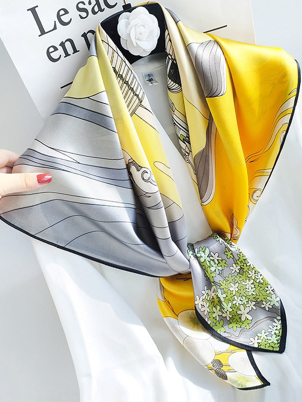 SilkSilky US Pure Silk Scarf Yellow 001