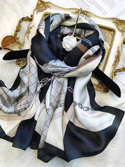 SilkSilky US Pure Silk Scarf Black 001