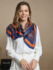 Pure Silk Bohemian Square Scarf / Shawl 86x86cm