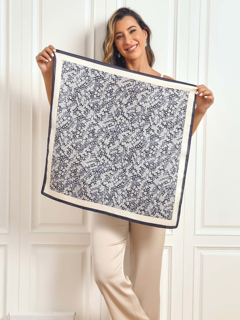 Pure Silk Printed Square Scarf 68x68cm/26.8