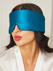 SilkSilky US 19Momme Pure Silk Eye Mask Teal 001