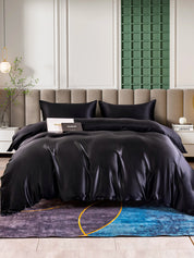 SilkSilky US 25Momme Pure Silk Bedding Set Black 001