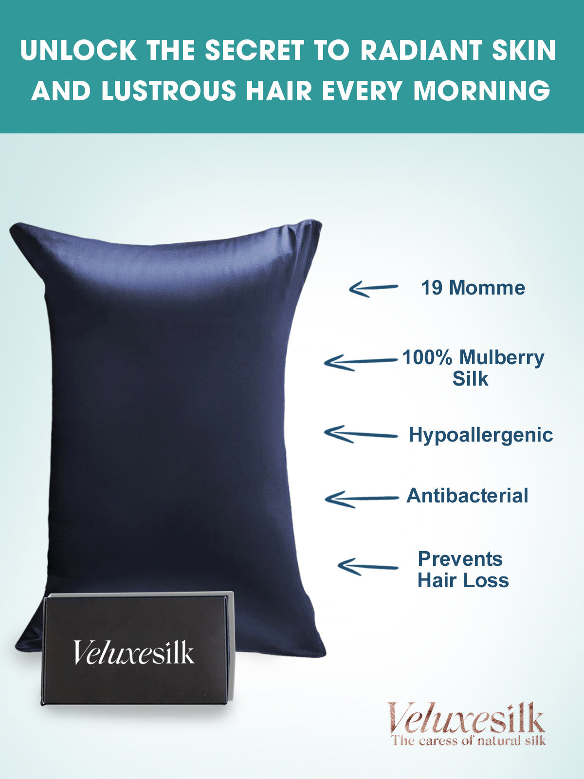 100% Silk 30Momme Luxurious Pillowcase - Hidden Zipper