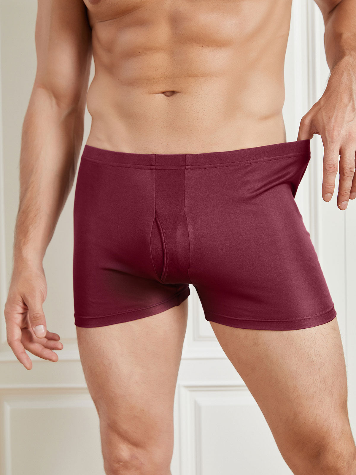 Mulberry Silk Knitted Mens Underwear with Front Opening