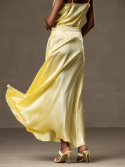 19Momme Silk Solid Color Elegant Classic Maxi Skirt