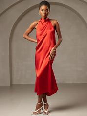 19Momme Silk Solid Color Sexy Backless Long Dress