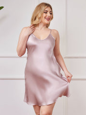 Plus Size Pure Silk Sexy Chemise Slip Nightgown