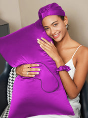 SilkSilky US 19Momme Pure Silk Pillowcase Set Purple 001