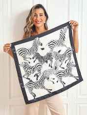 Pure Silk Zebra Print Square Scarf 70x70cm/27.6