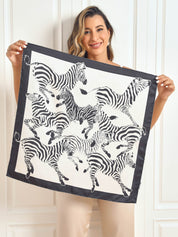 Pure Silk Zebra Print Square Scarf 70x70cm/27.6