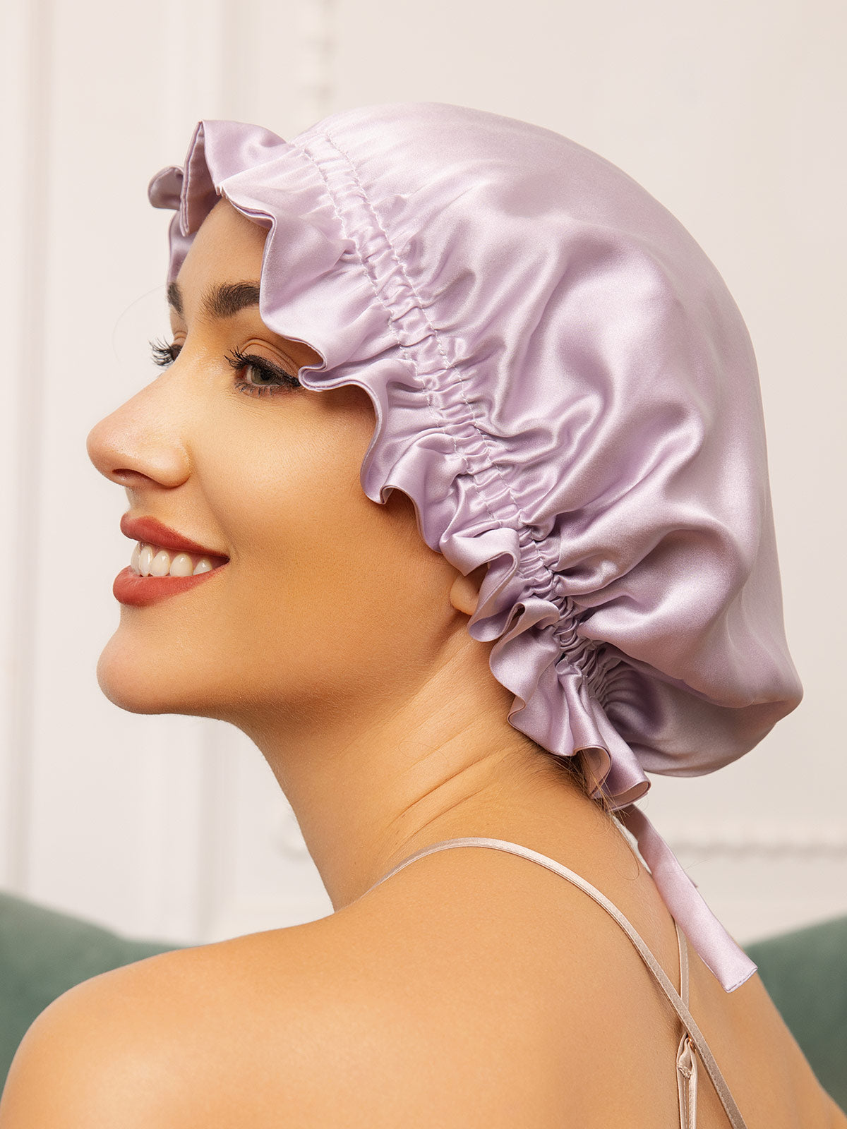 SilkSilky  Pure Silk Sleep Cap Lavender 001