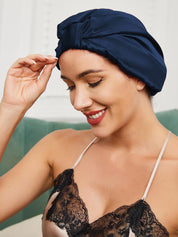 SilkSilky US Pure Silk Sleep Cap DarkBlue 001