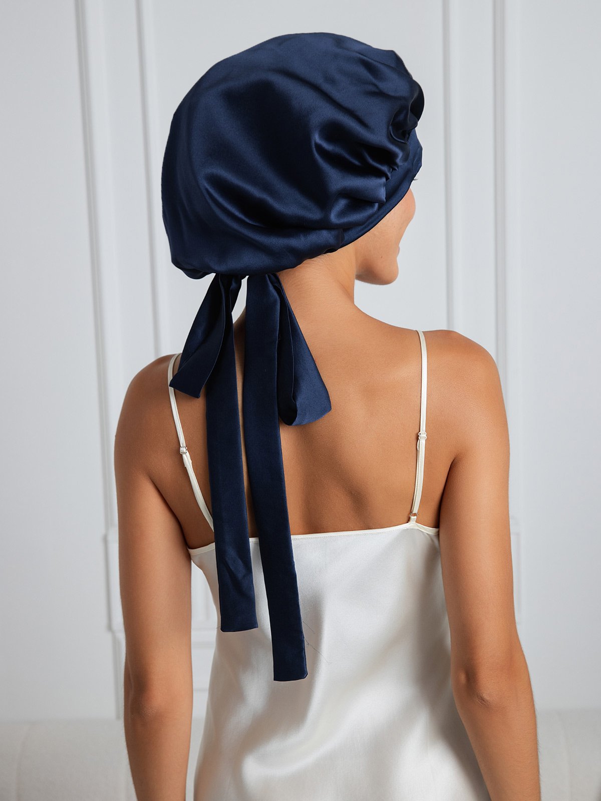 SilkSilky Pure Silk Sleep Cap DarkBlue 001