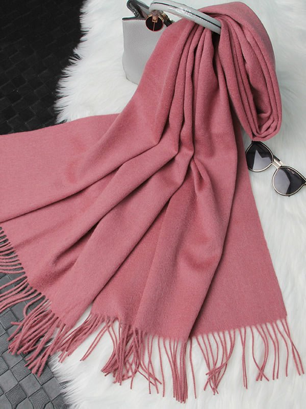 Pure Wool Scarf Shawl w/ Fringed Decoration 200x70cm/79