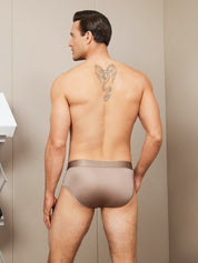 Silk Knitted Men‘s Solid Color Underwear with Open Fly