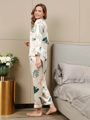 Printed Luxurious Pure Silk Pajamas Set 2Pcs