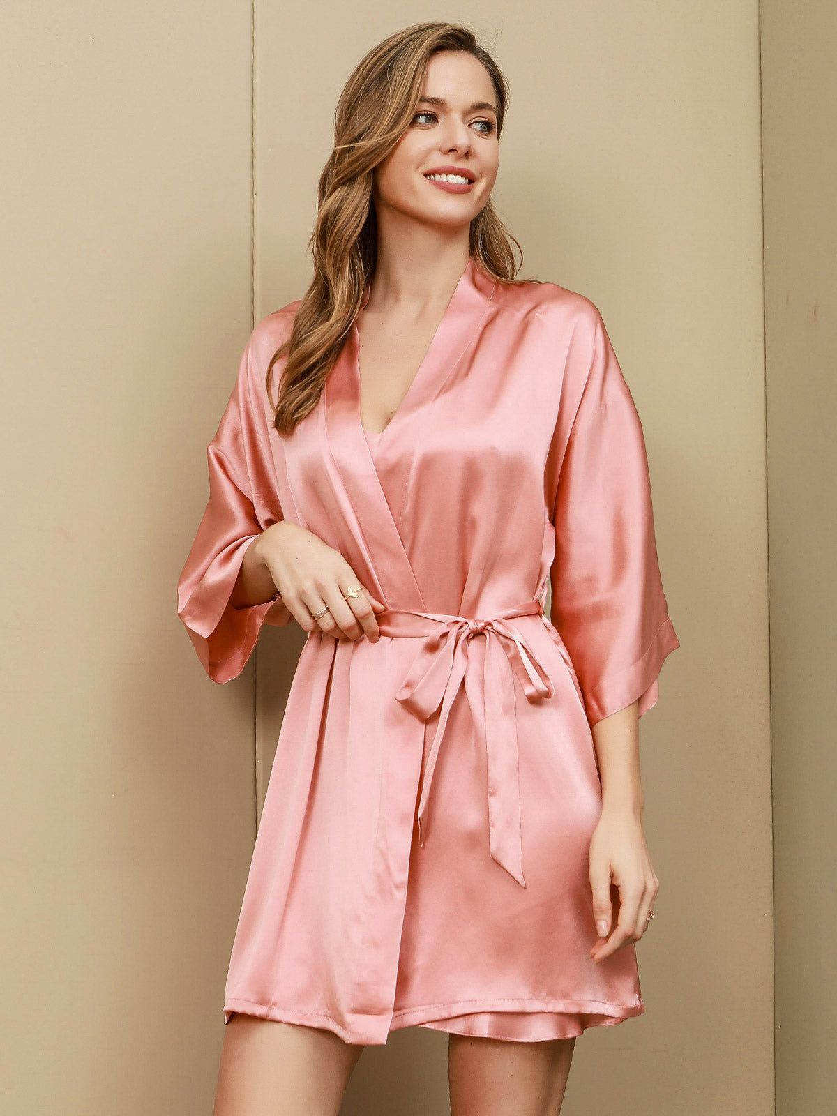 Pure Silk Nightgown & Robe Set 2Pcs