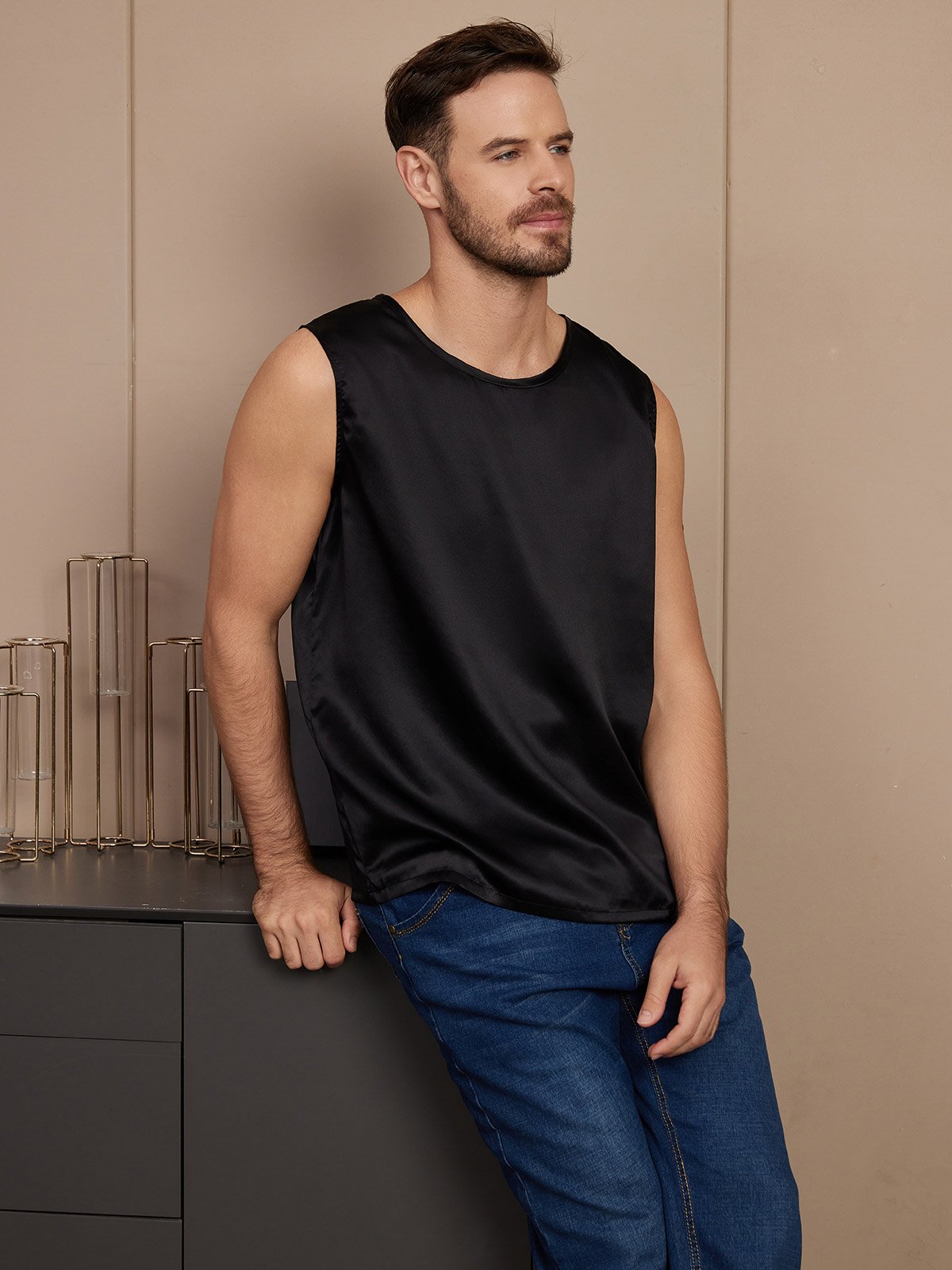 Pure Silk Casual Men's Tank Top