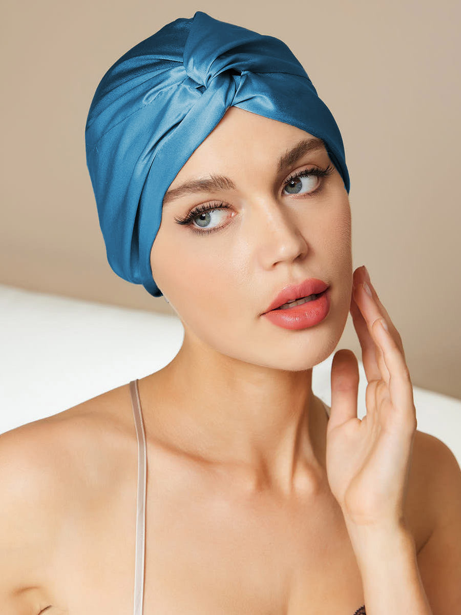 SilkSilky US Pure Silk Sleep Cap Teal 001