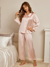 Elegant Pure Silk Long-Sleeve Pajama Set