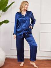 Plus Size Pure Silk Button-Up Women’s Pajamas