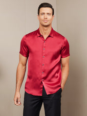 19Momme Mens Classic Short Sleeve Silk Shirt