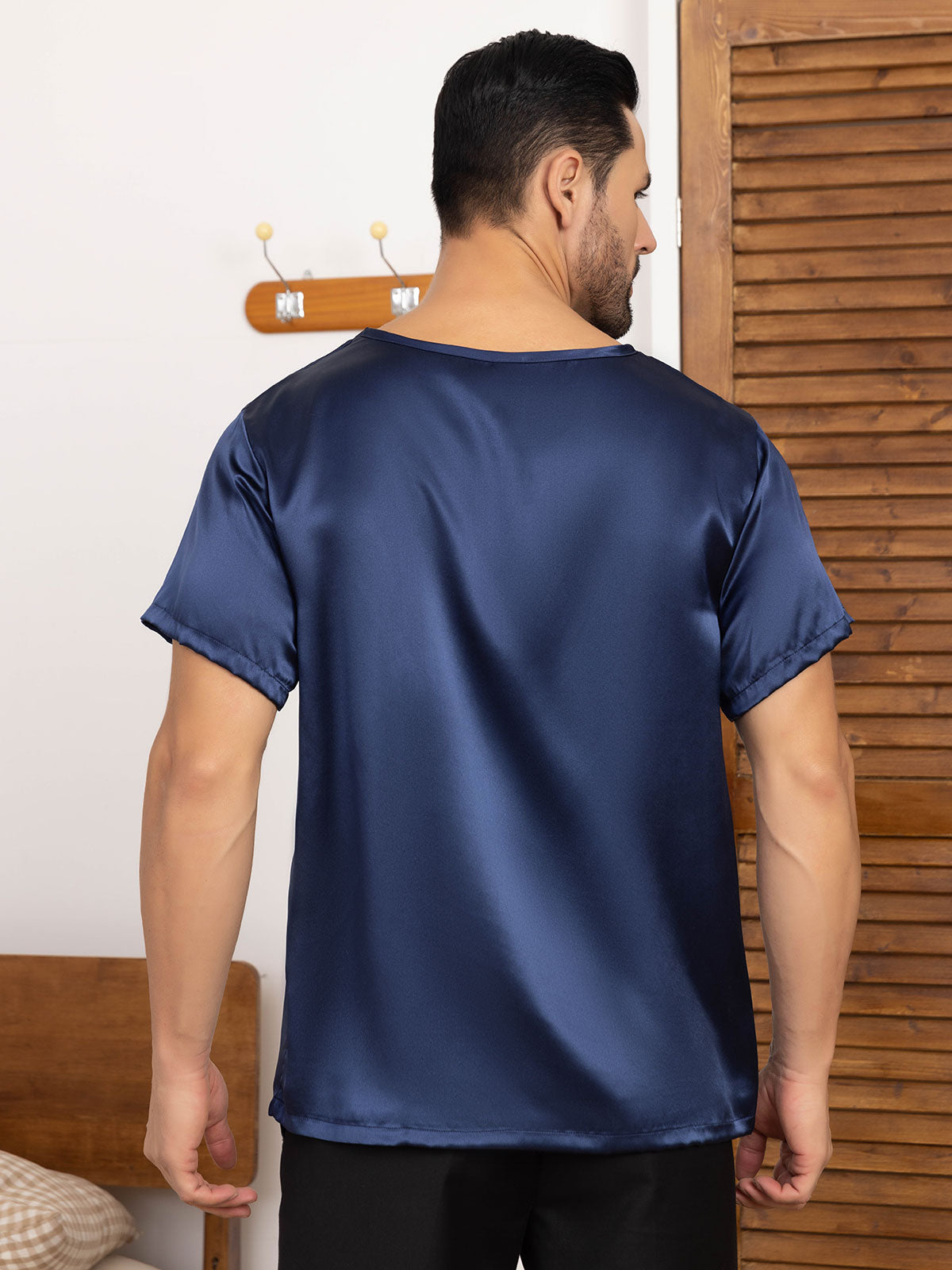 Pure Silk Short-Sleeved Round Neck Mens Tee